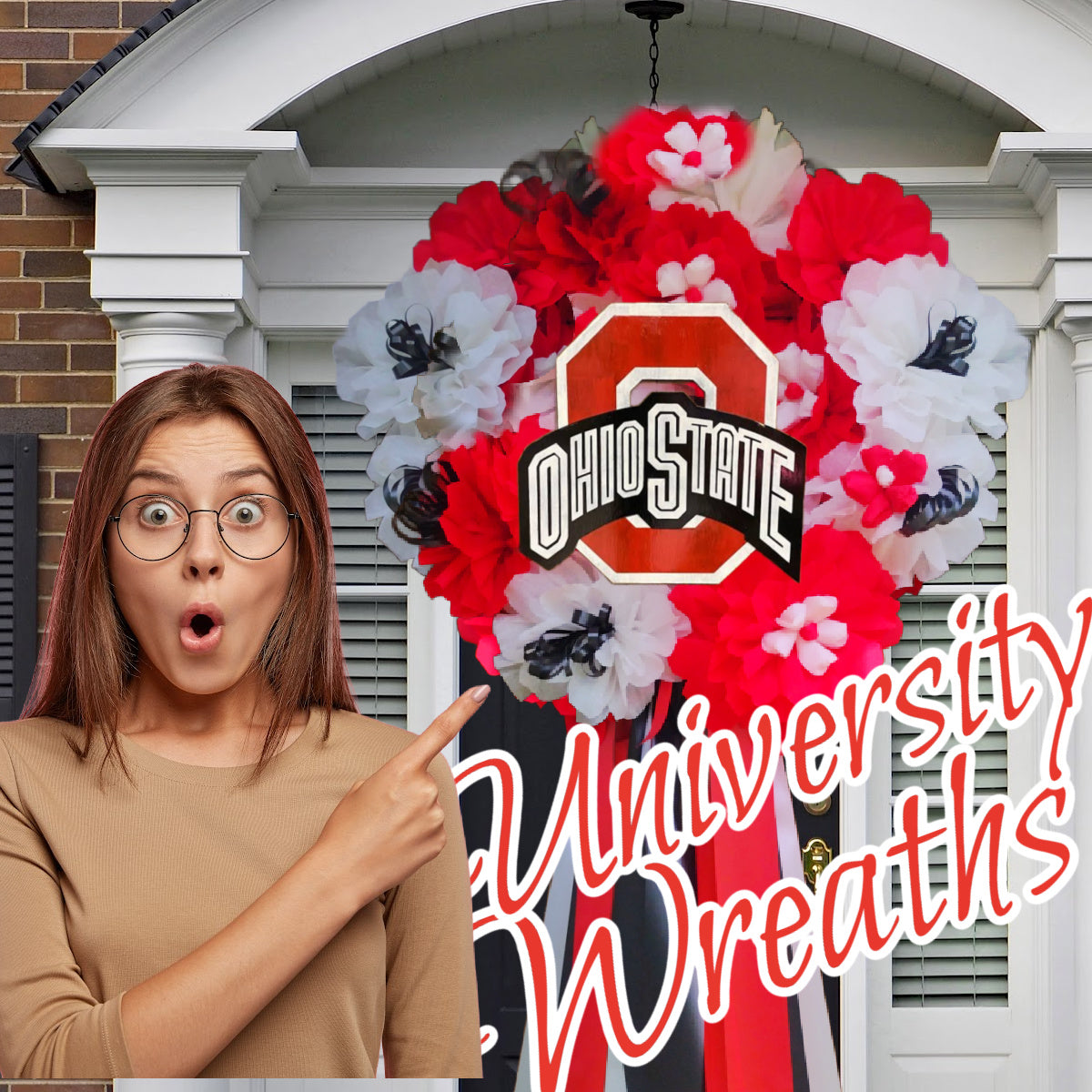 Ohio State University Wreath School Spirit Decoration