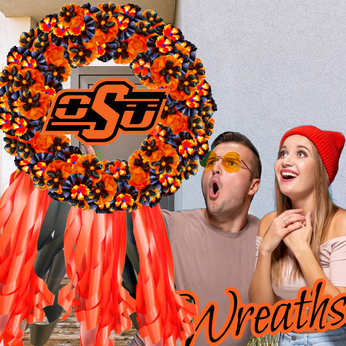 Oklahoma State University Wreath School spirit Decoration