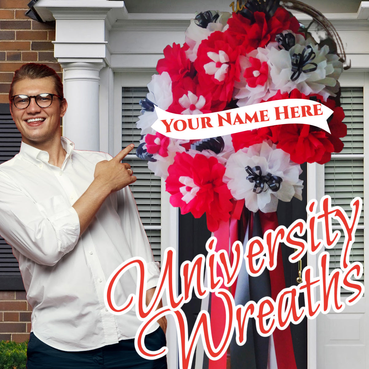 Custom University Wreaths school spirit
