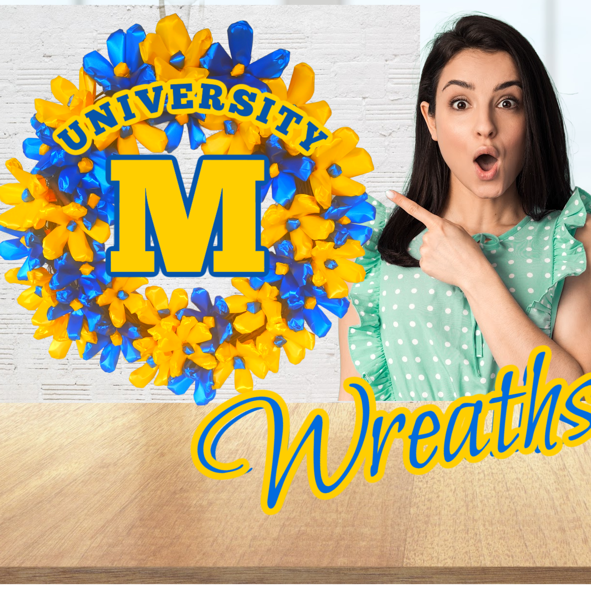 Michigan University Wreath school spirit decoration